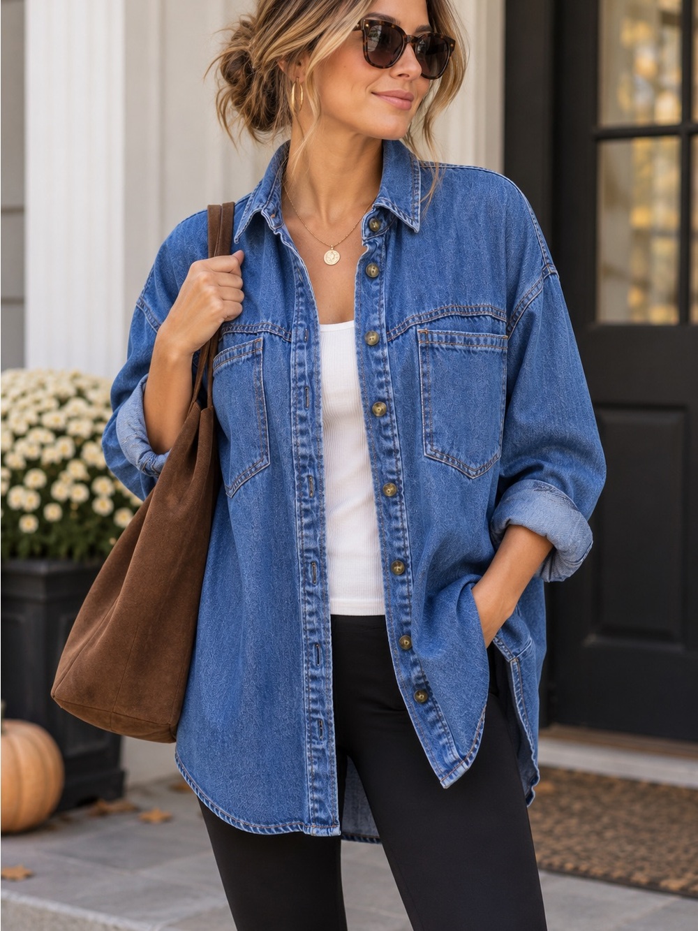 Velvet Heart Denim XL Oversized Tencel Jean Shirt Shacket Button Down